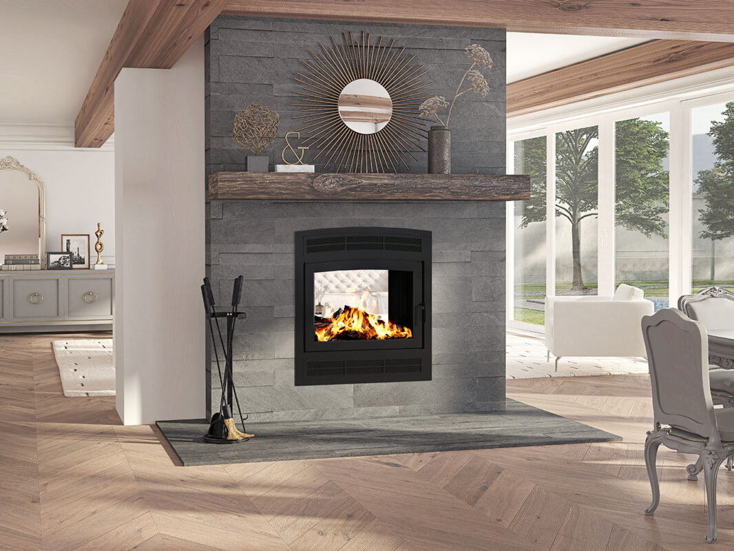Elegance® 42 See-Thru built in fireplace in a modern country living room.