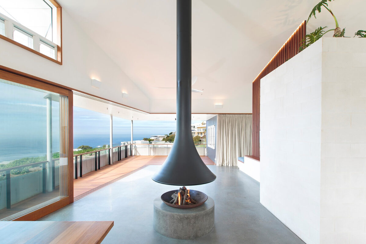 Black finish JC Bordelet Eva in a modern home overlooking the sea.